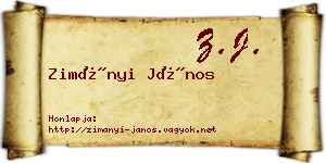 Zimányi János névjegykártya