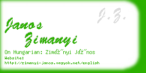 janos zimanyi business card